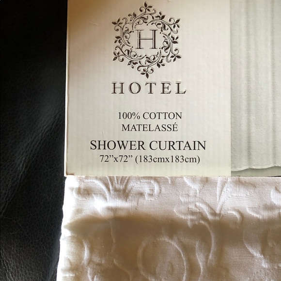 Hotel White Matelassé Shower Curtain - Picture 3 of 3
